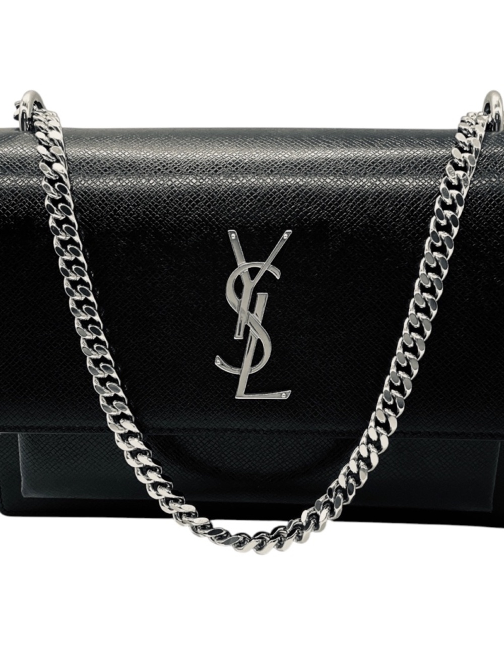 SAINT LAURENT BLACK CALFSKIN LEATHER MEDIUM SUNSET SHOULDER BAG